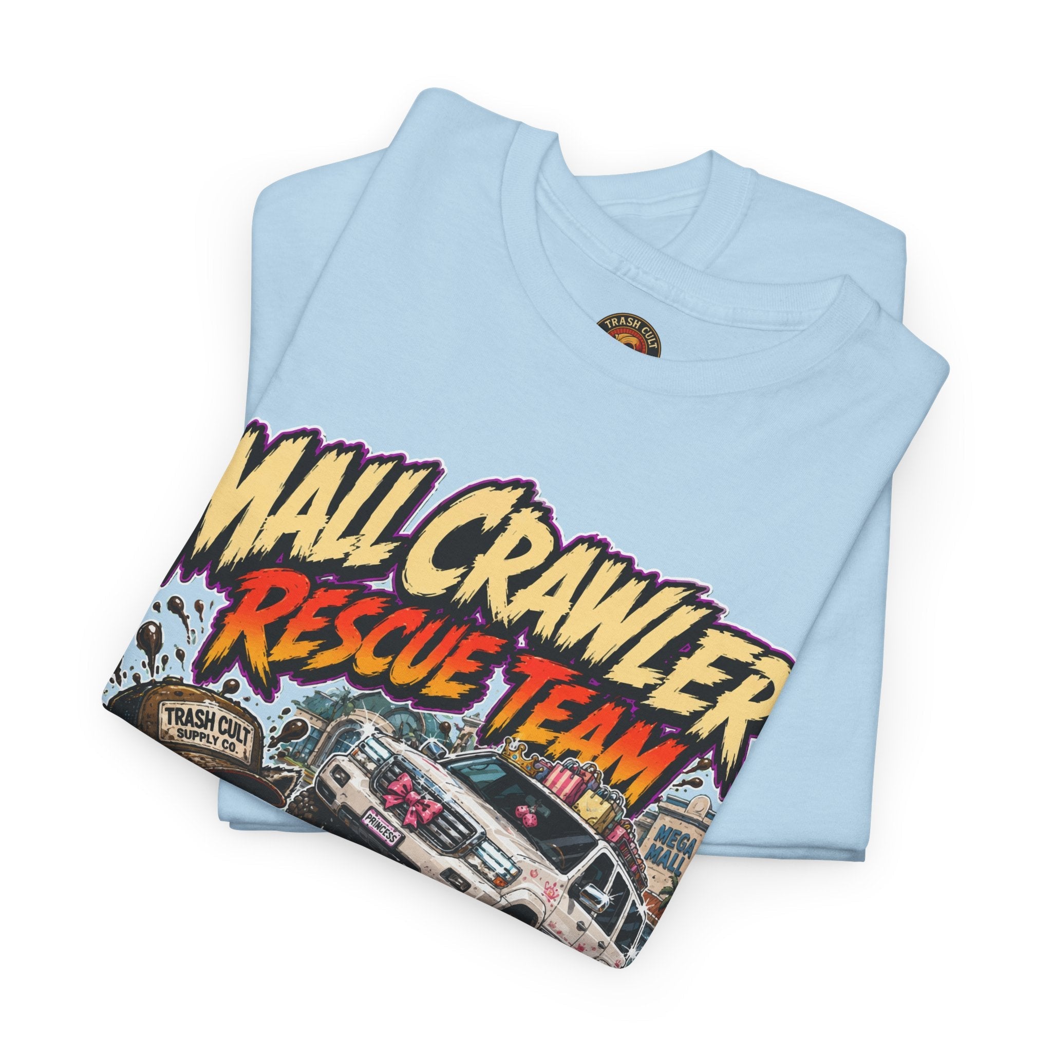 Mall Crawler Rescue Team T‑Shirt — Vintage Raccoon Rescue Graphic Tee (“No Curb Left Behind”)