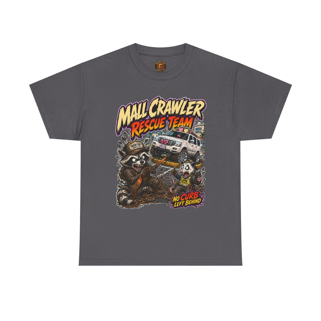 Mall Crawler Rescue Team T‑Shirt — Vintage Raccoon Rescue Graphic Tee (“No Curb Left Behind”)