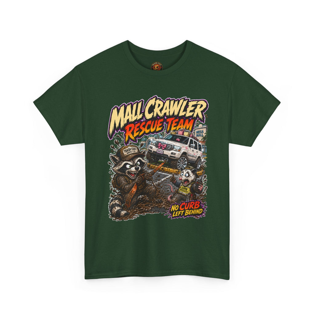 Mall Crawler Rescue Team T‑Shirt — Vintage Raccoon Rescue Graphic Tee (“No Curb Left Behind”)