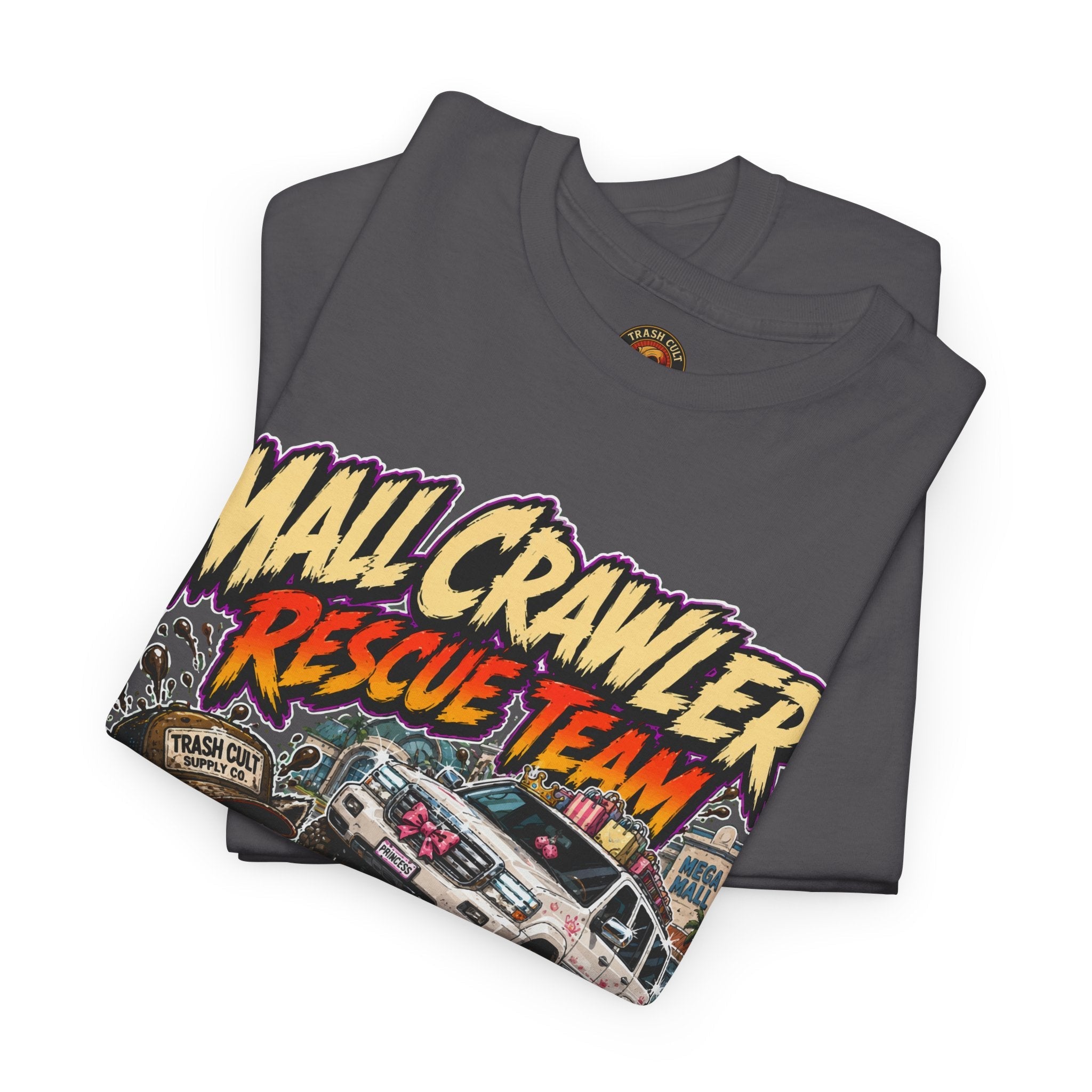 Mall Crawler Rescue Team T‑Shirt — Vintage Raccoon Rescue Graphic Tee (“No Curb Left Behind”)