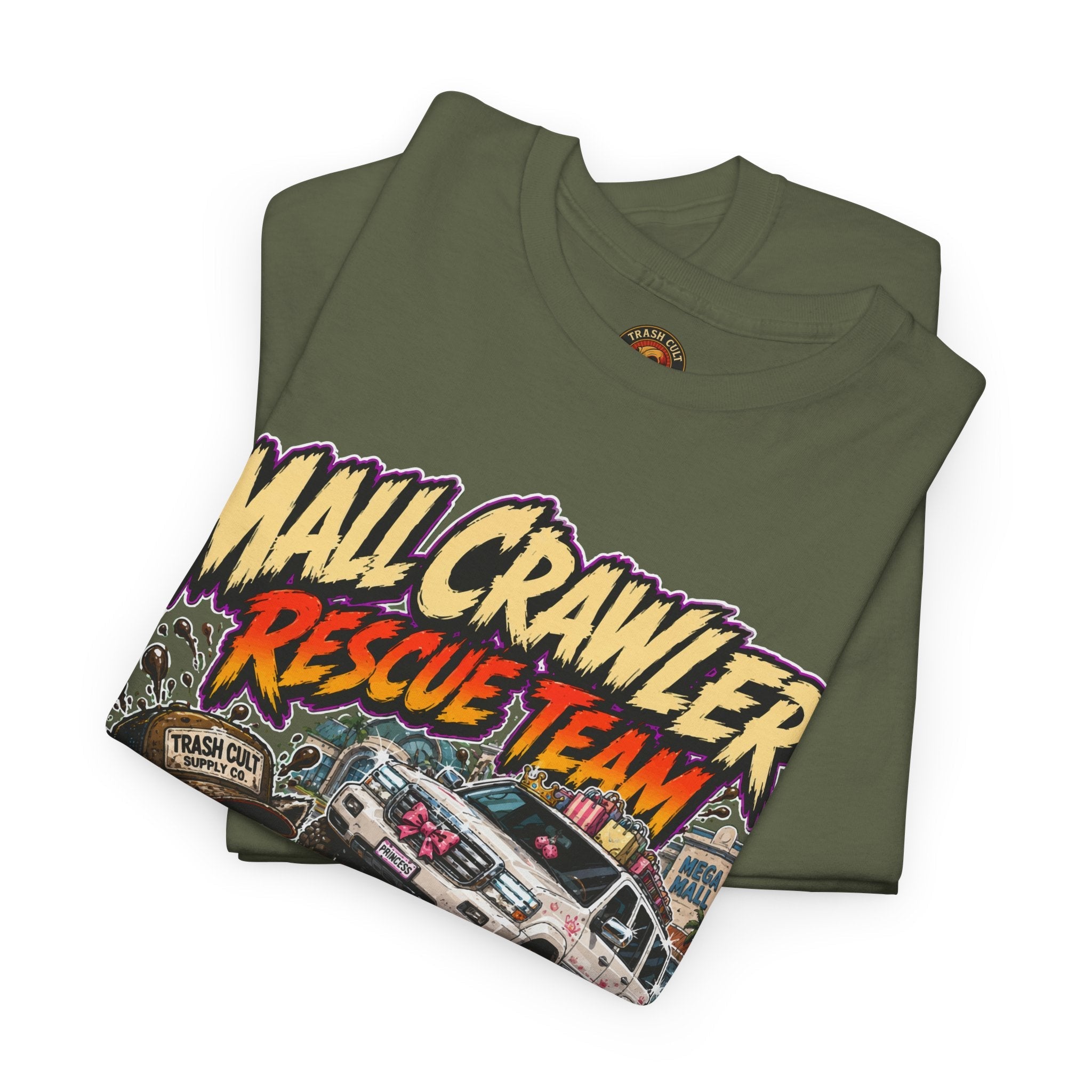 Mall Crawler Rescue Team T‑Shirt — Vintage Raccoon Rescue Graphic Tee (“No Curb Left Behind”)