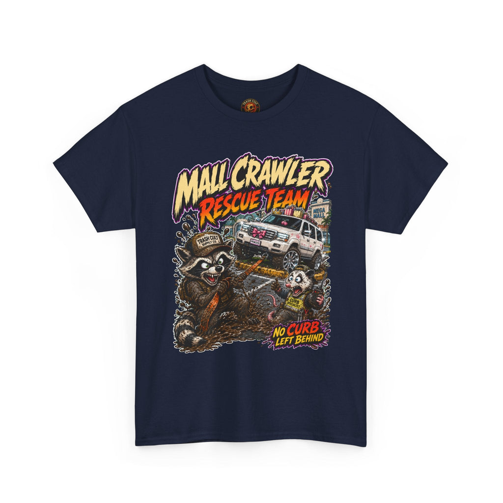 Mall Crawler Rescue Team T‑Shirt — Vintage Raccoon Rescue Graphic Tee (“No Curb Left Behind”)