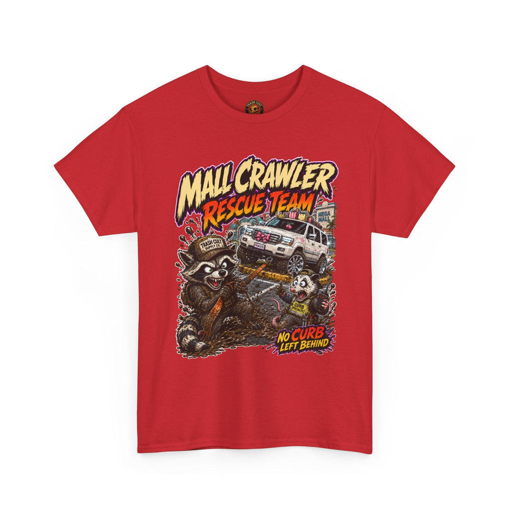 Mall Crawler Rescue Team T‑Shirt — Vintage Raccoon Rescue Graphic Tee (“No Curb Left Behind”)
