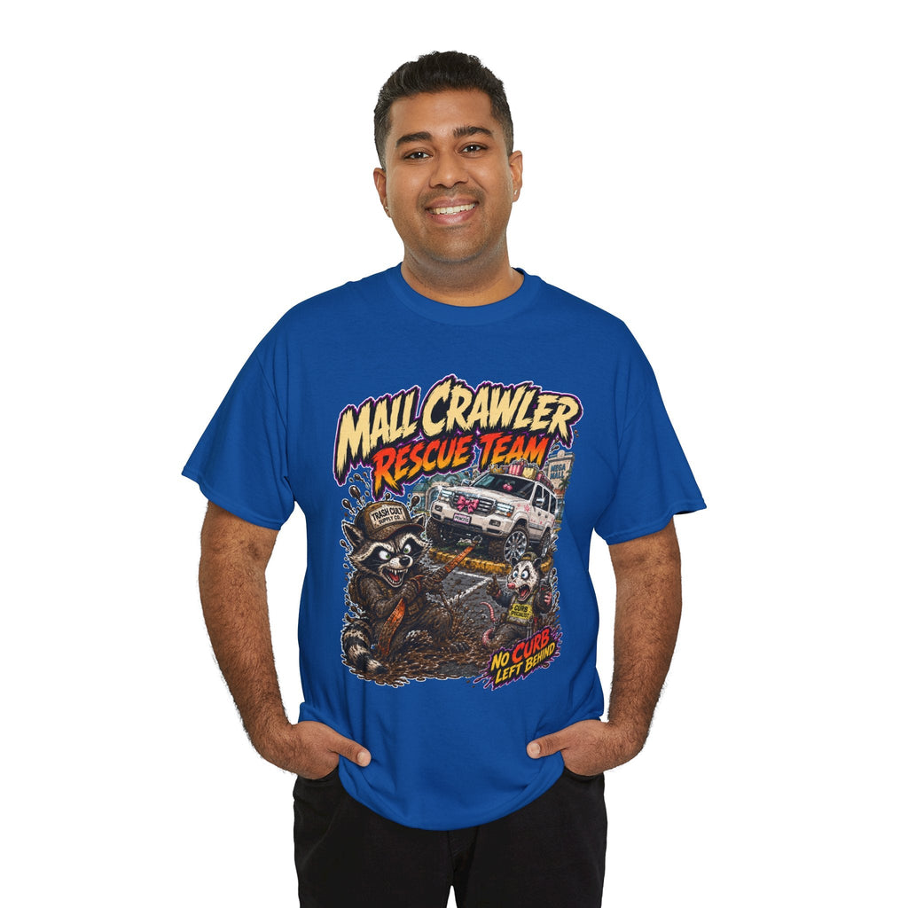 Mall Crawler Rescue Team T‑Shirt — Vintage Raccoon Rescue Graphic Tee (“No Curb Left Behind”)