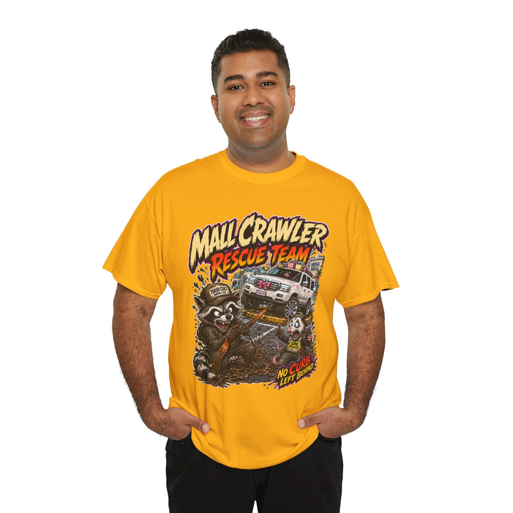 Mall Crawler Rescue Team T‑Shirt — Vintage Raccoon Rescue Graphic Tee (“No Curb Left Behind”)