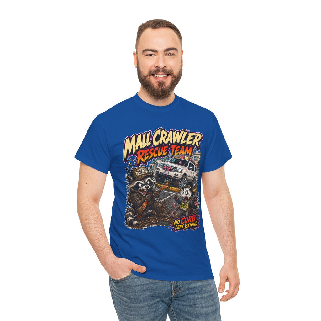 Mall Crawler Rescue Team T‑Shirt — Vintage Raccoon Rescue Graphic Tee (“No Curb Left Behind”)