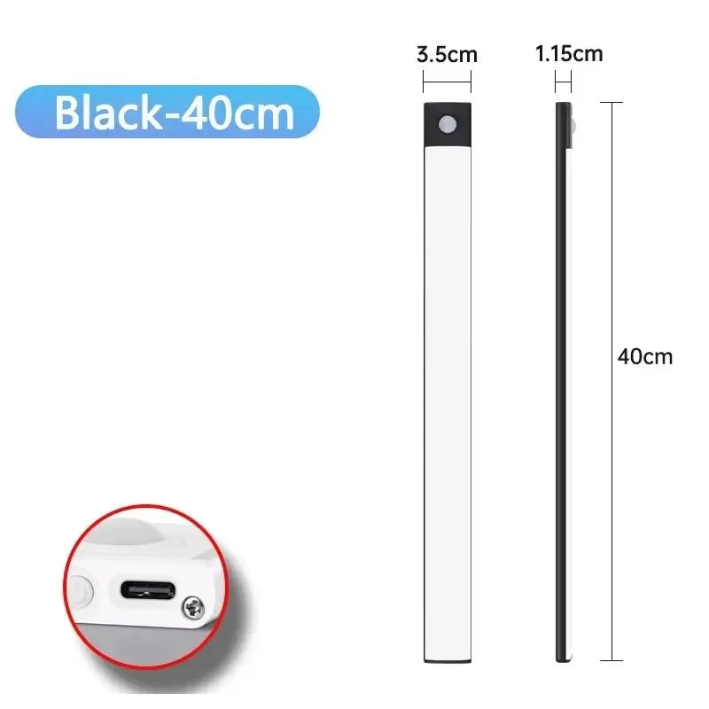 Night Light 20/30/40/60CM Motion Sensor Light Wireless USB LED Cabinet Light Wardrobe Lamp For Kitchen Cabinet Bedroom Wardrobe