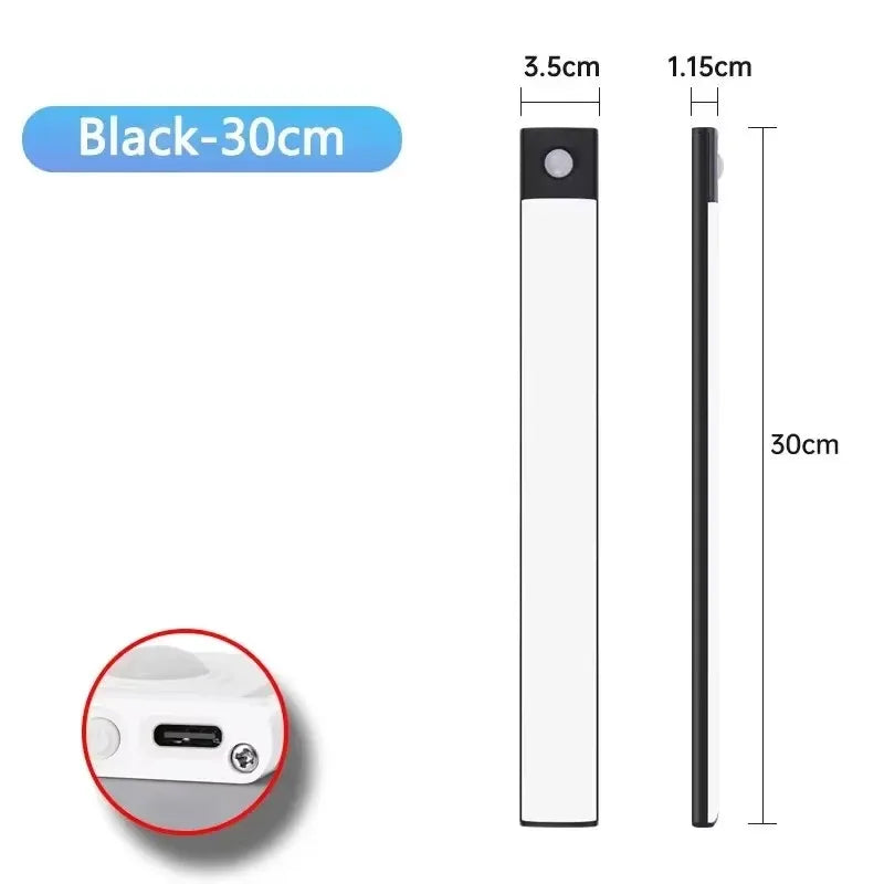 Night Light 20/30/40/60CM Motion Sensor Light Wireless USB LED Cabinet Light Wardrobe Lamp For Kitchen Cabinet Bedroom Wardrobe