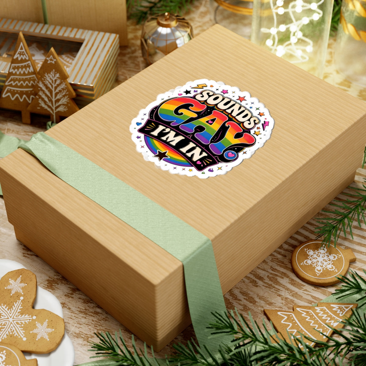 Kiss-Cut Sticker — "Sounds Gay, I'm In" Rainbow Pride Decal