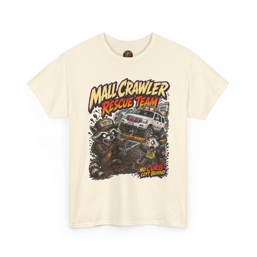 Mall Crawler Rescue Team T‑Shirt — Vintage Raccoon Rescue Graphic Tee (“No Curb Left Behind”)