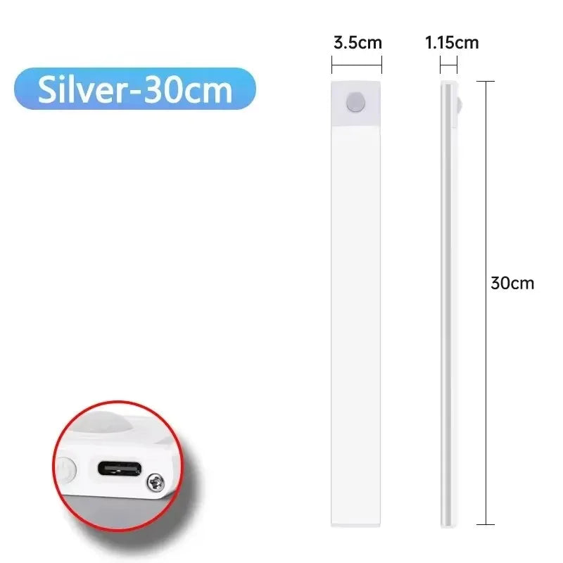 Night Light 20/30/40/60CM Motion Sensor Light Wireless USB LED Cabinet Light Wardrobe Lamp For Kitchen Cabinet Bedroom Wardrobe