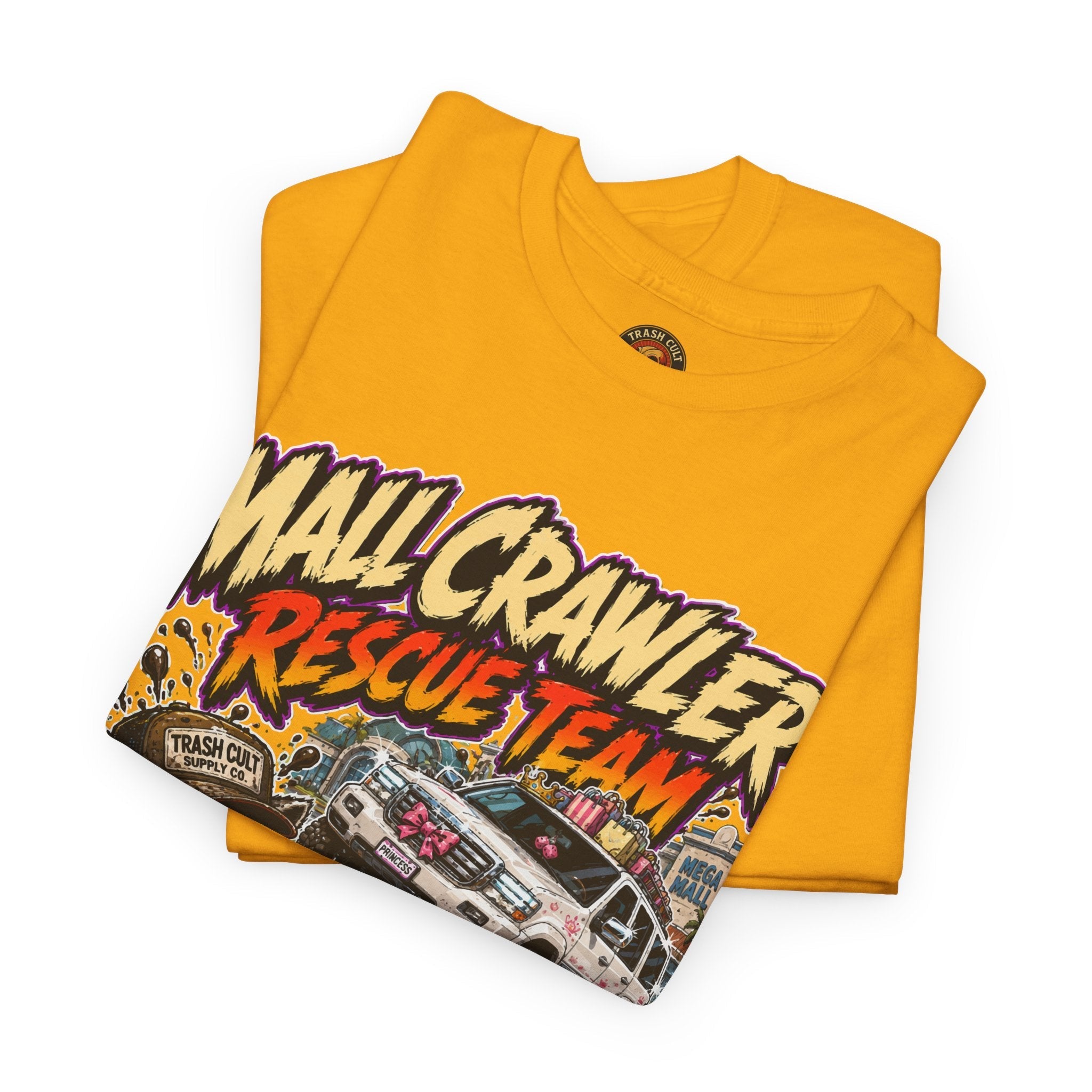 Mall Crawler Rescue Team T‑Shirt — Vintage Raccoon Rescue Graphic Tee (“No Curb Left Behind”)