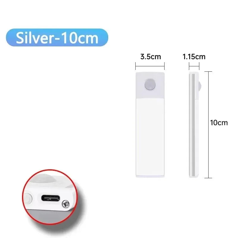 Night Light 20/30/40/60CM Motion Sensor Light Wireless USB LED Cabinet Light Wardrobe Lamp For Kitchen Cabinet Bedroom Wardrobe