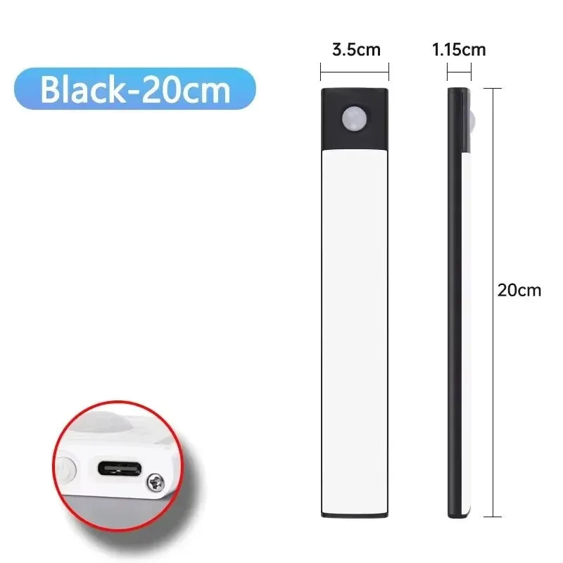 Night Light 20/30/40/60CM Motion Sensor Light Wireless USB LED Cabinet Light Wardrobe Lamp For Kitchen Cabinet Bedroom Wardrobe