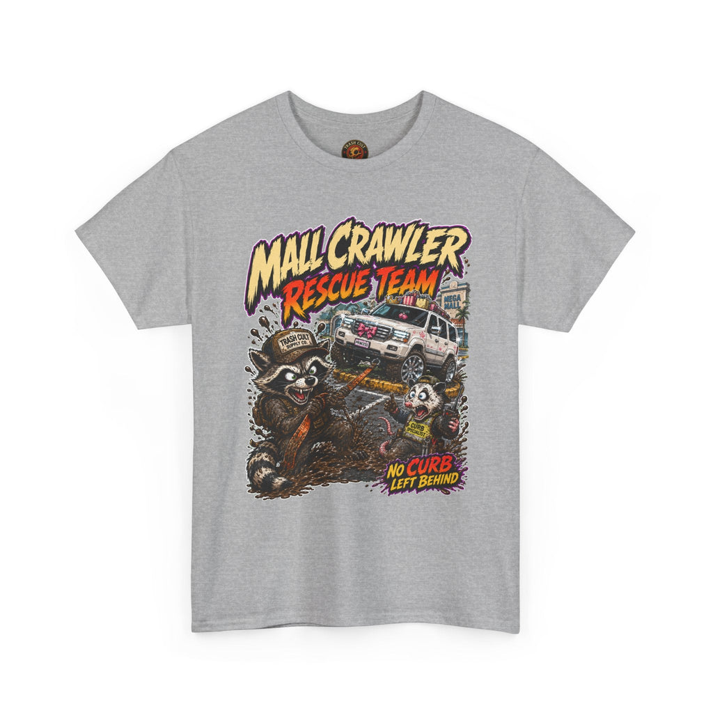 Mall Crawler Rescue Team T‑Shirt — Vintage Raccoon Rescue Graphic Tee (“No Curb Left Behind”)