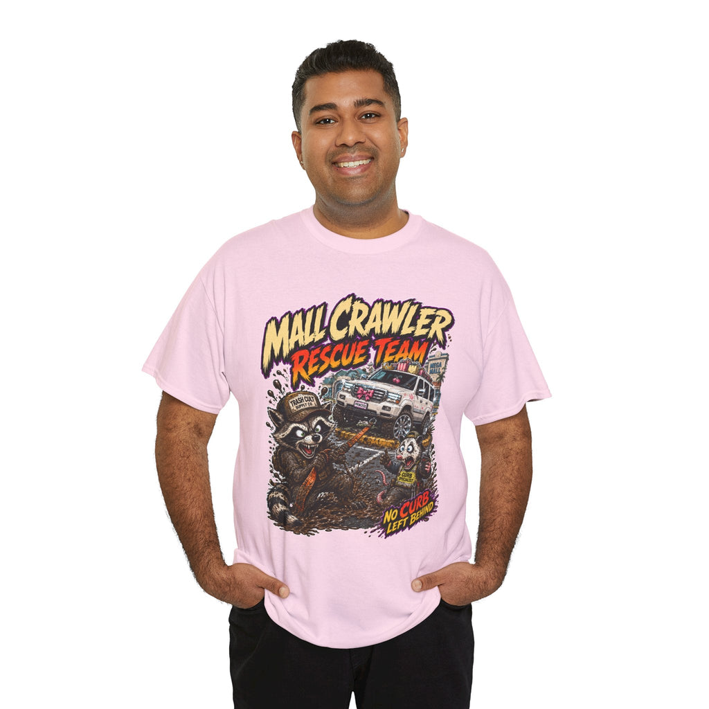 Mall Crawler Rescue Team T‑Shirt — Vintage Raccoon Rescue Graphic Tee (“No Curb Left Behind”)