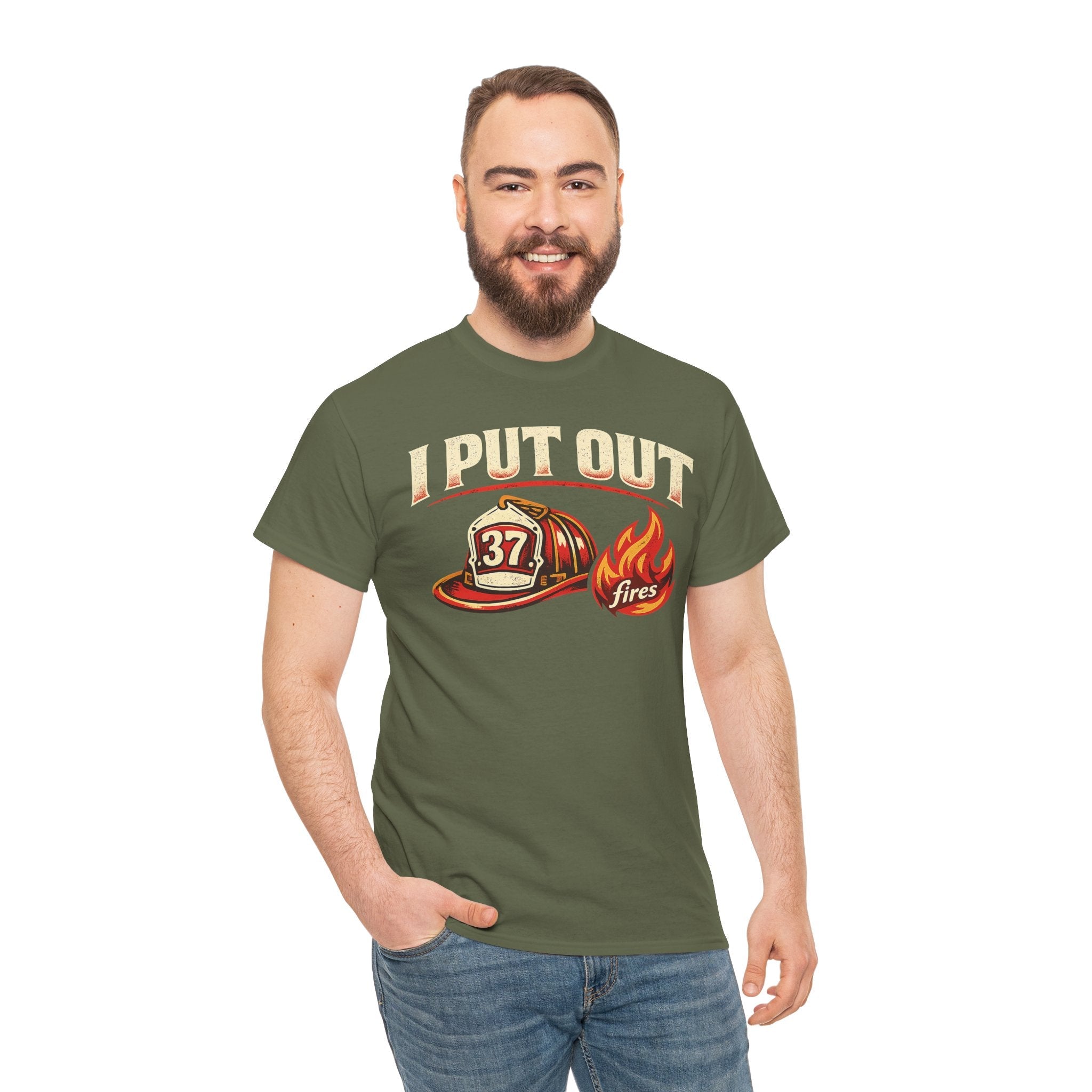 Firefighter Tee — "I Put Out Fires" Helmet Graphic