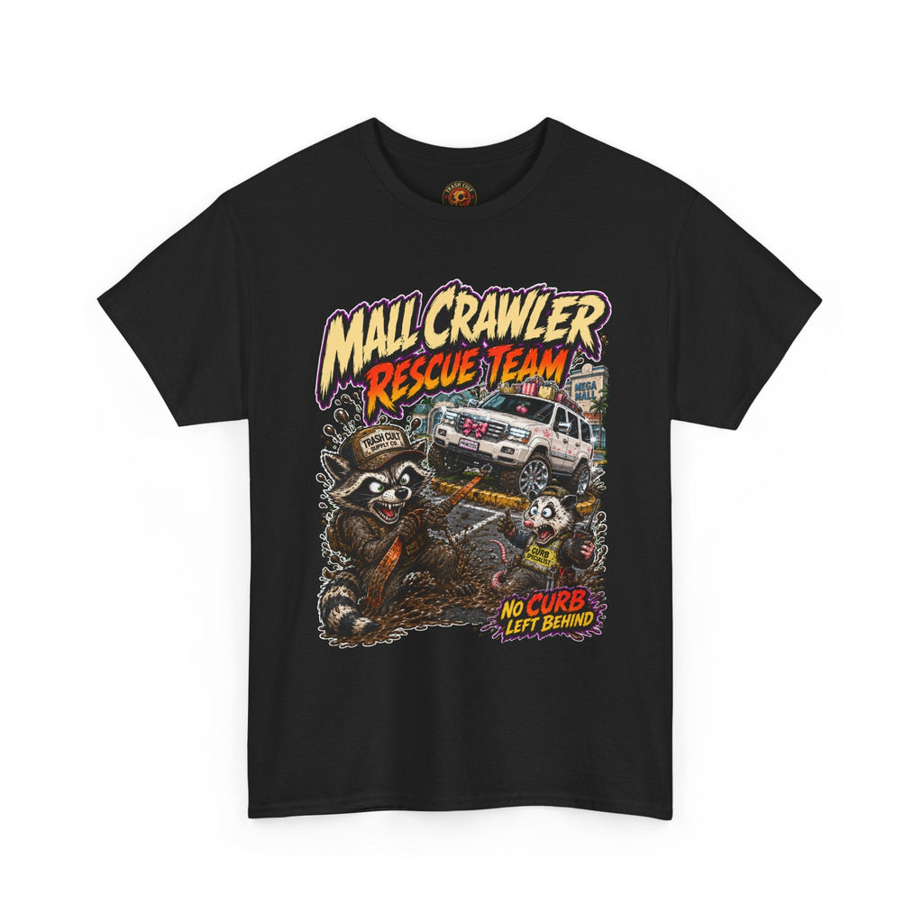 Mall Crawler Rescue Team T‑Shirt — Vintage Raccoon Rescue Graphic Tee (“No Curb Left Behind”)