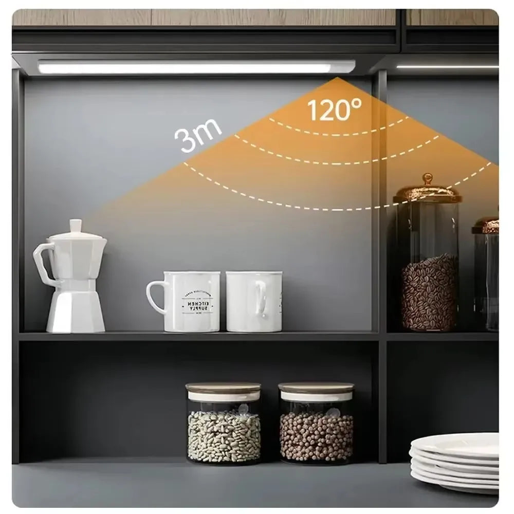 Night Light 20/30/40/60CM Motion Sensor Light Wireless USB LED Cabinet Light Wardrobe Lamp For Kitchen Cabinet Bedroom Wardrobe