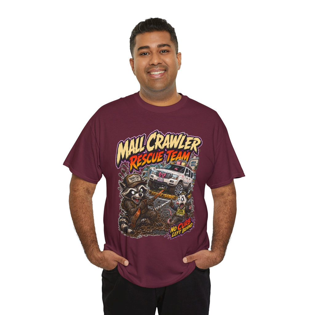 Mall Crawler Rescue Team T‑Shirt — Vintage Raccoon Rescue Graphic Tee (“No Curb Left Behind”)
