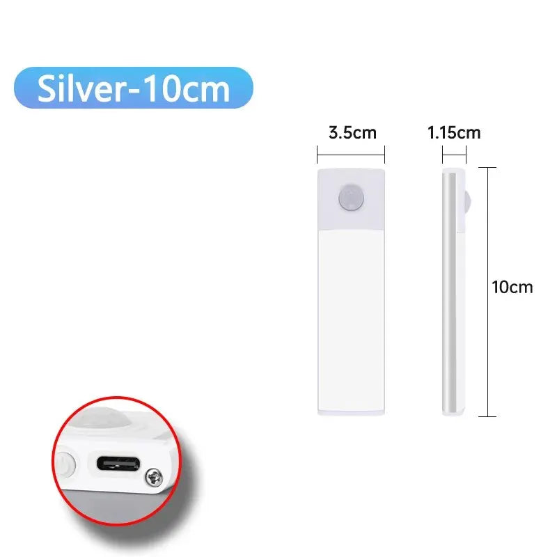 Night Light 20/30/40/60CM Motion Sensor Light Wireless USB LED Cabinet Light Wardrobe Lamp For Kitchen Cabinet Bedroom Wardrobe