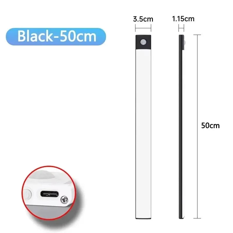 Night Light 20/30/40/60CM Motion Sensor Light Wireless USB LED Cabinet Light Wardrobe Lamp For Kitchen Cabinet Bedroom Wardrobe