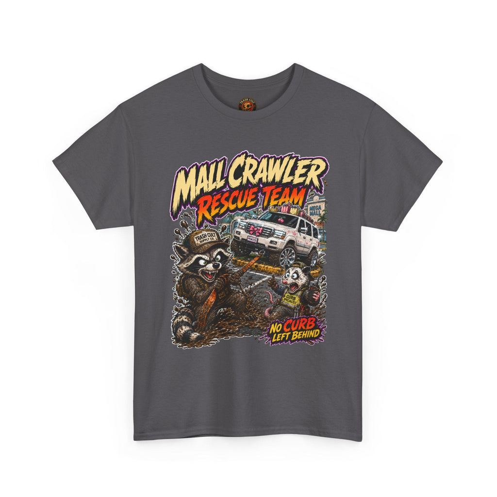 Mall Crawler Rescue Team T‑Shirt — Vintage Raccoon Rescue Graphic Tee (“No Curb Left Behind”)