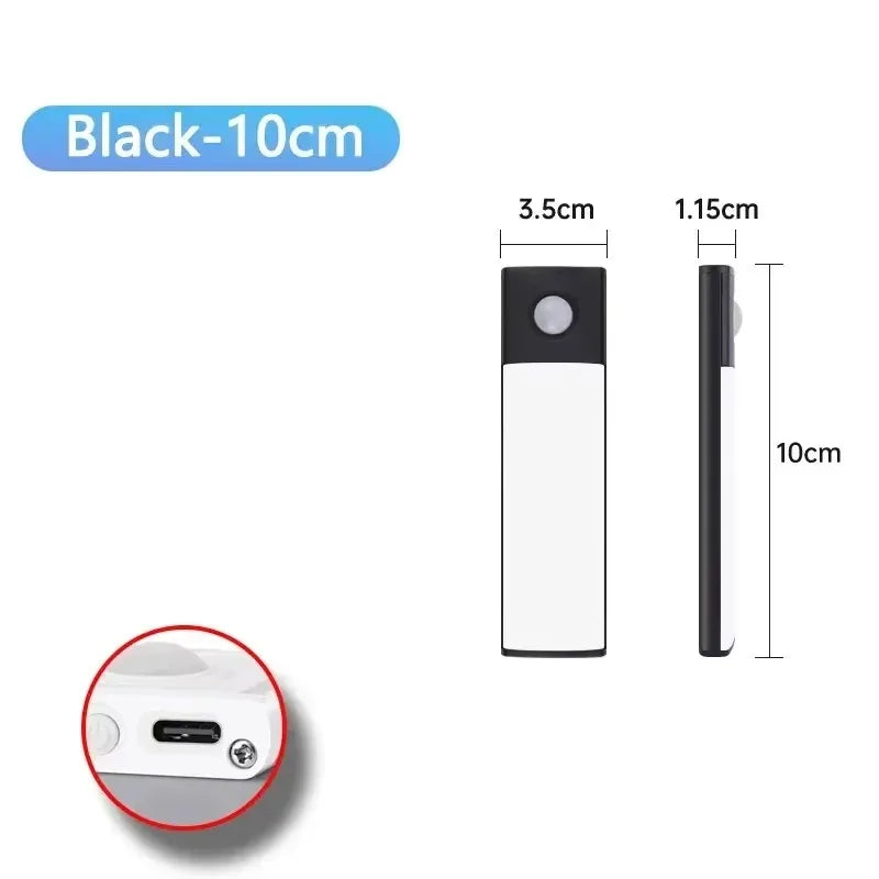 Night Light 20/30/40/60CM Motion Sensor Light Wireless USB LED Cabinet Light Wardrobe Lamp For Kitchen Cabinet Bedroom Wardrobe