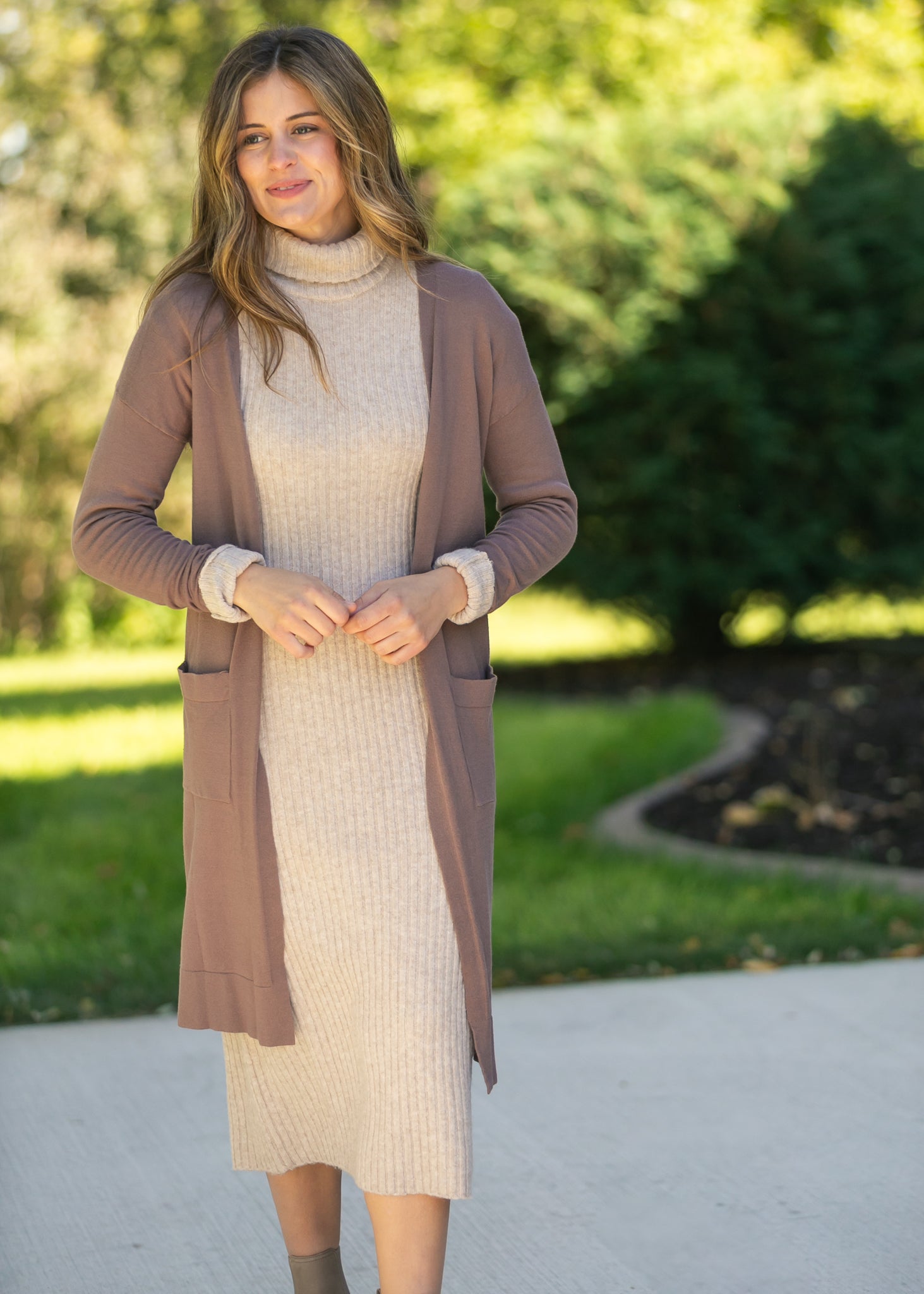 Essential Toffee Long + Soft Cardigan