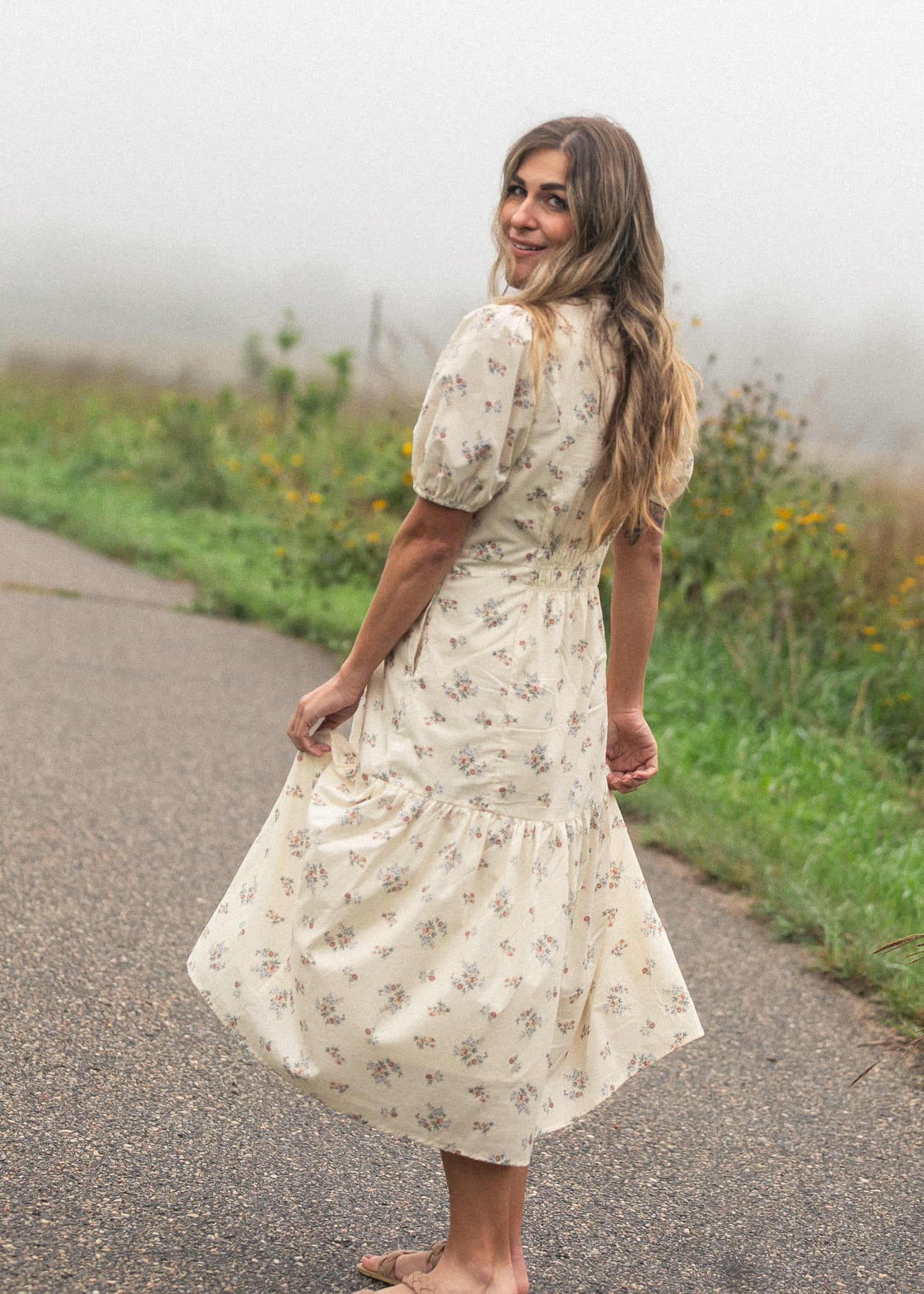 Katrina Half Sleeve Floral Midi Dress - FINAL SALE