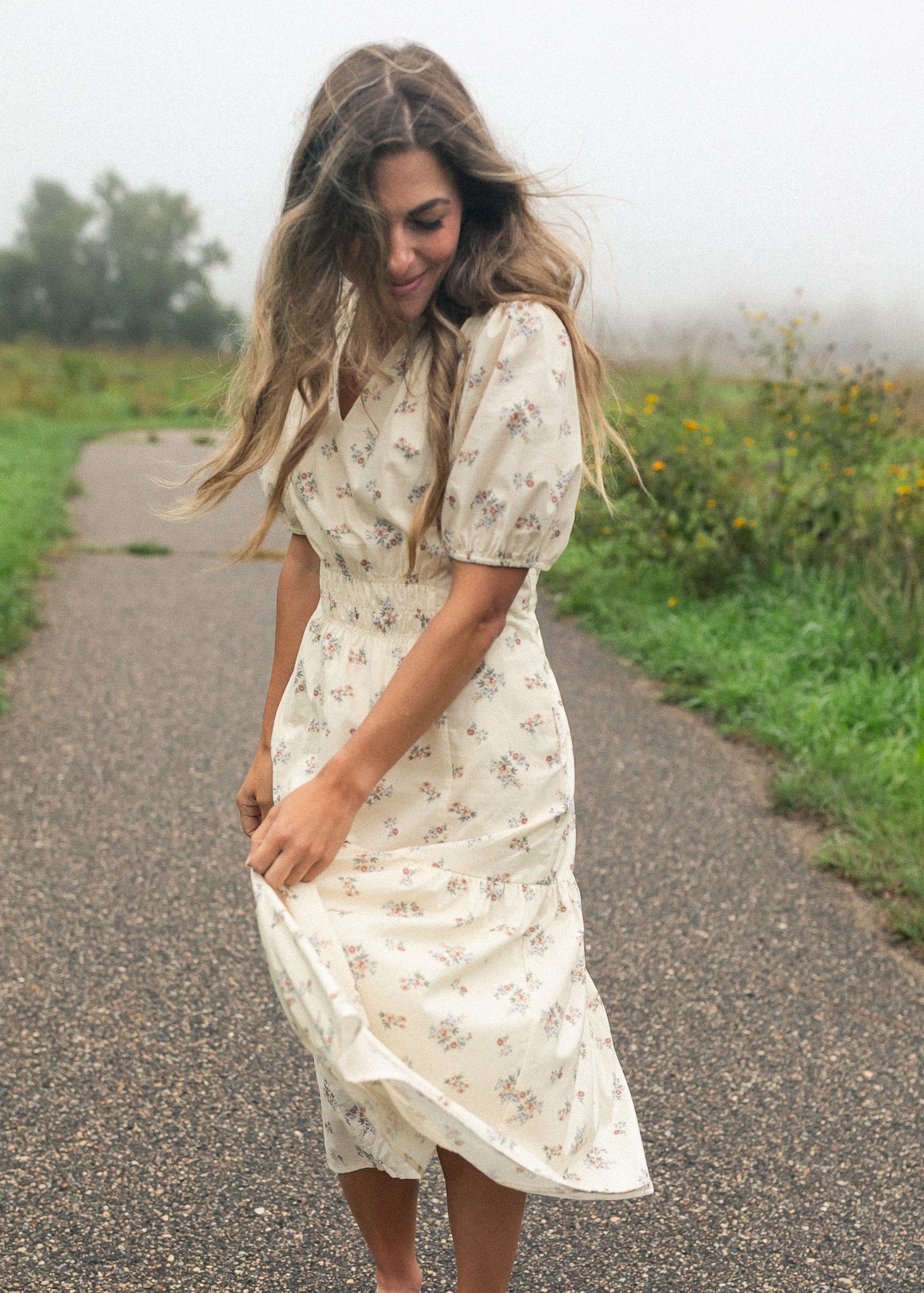 Katrina Half Sleeve Floral Midi Dress - FINAL SALE
