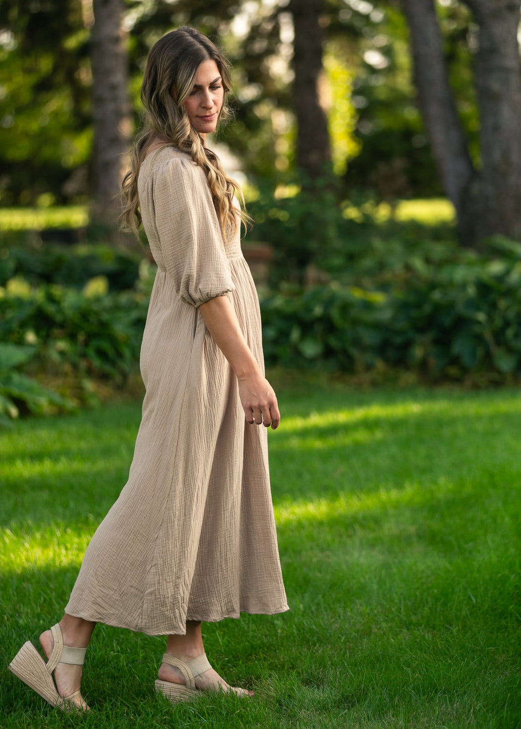 Kayleen Tan Smocked Bodice Gauze Dress - FINAL SALE